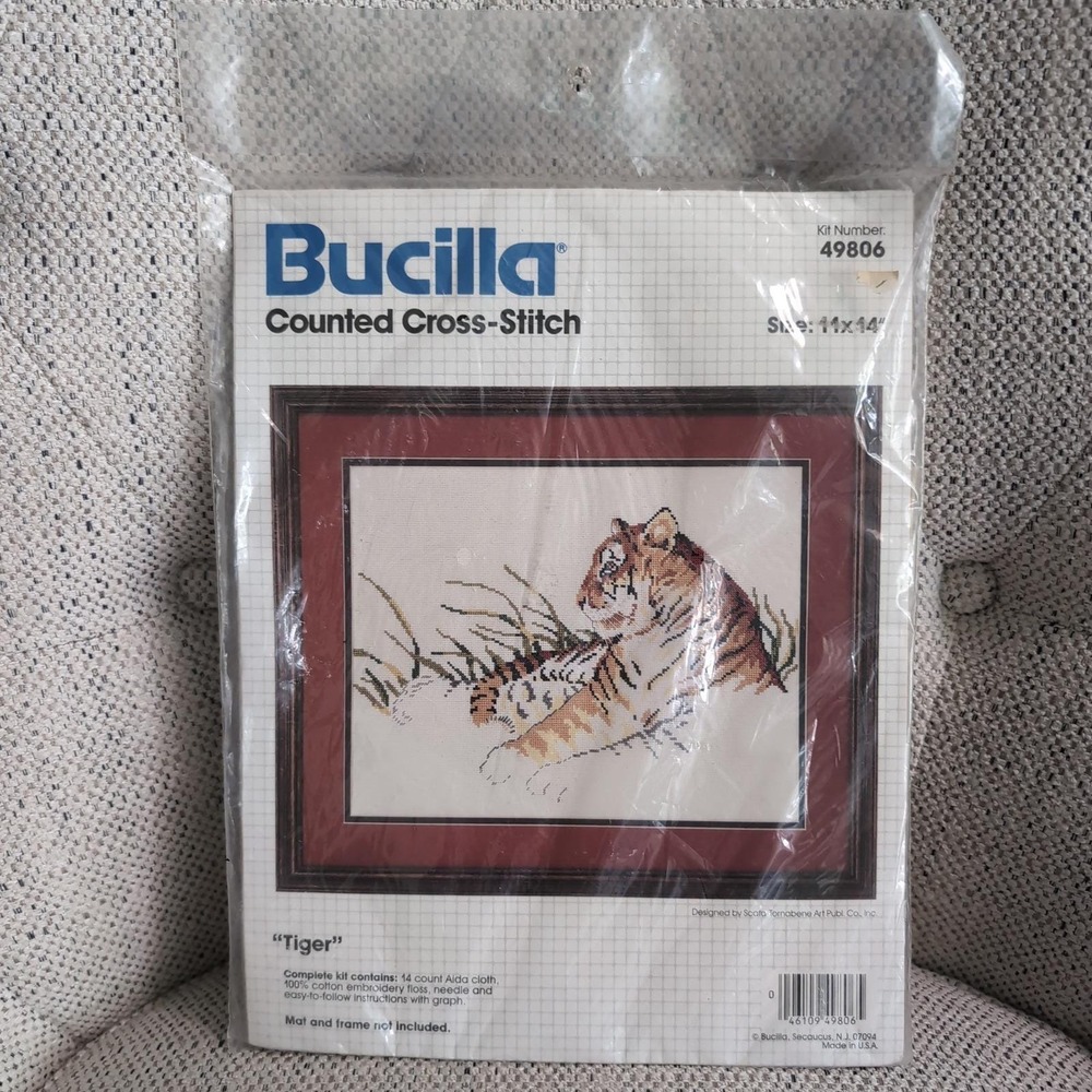 Bucilla Counted Cross-Stitch Kit Tiger 11x14 49806 Wildlife Animal NEW Sealed